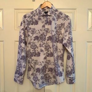 Men’s small slim fit 14 1/2 neck floral print button up